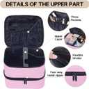 Double Layer Makeup Bag Portable Large Cosmetic Case Organizer with Adjustable Dividers Storage Travel Bag for Accessories Brushes Conditioner and Skin Care Products (Pink)