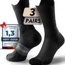 Bamboo Viscose Crew Compression Running Socks Athletic Hiking Cushioned Wicking Anti-Blister Seamless (Large, Classic Black)