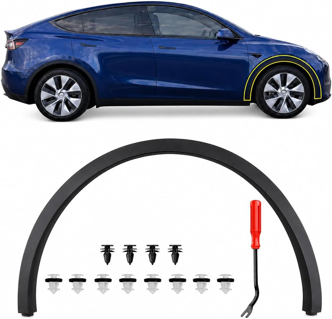 Front Right Passenger Side Fender Trim Compatible with Tesla Model Y 2020-2024, Replace 1494186-00-B 1494162-00-B Fender Trim Wheel Arch Molding Flare