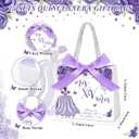 Skyygemm 25 Sets Quinceanera Gift Bag with Handles Quinceanera Party Favors for Guests Small Candy Bag with Bow Ribbon Decoration Sweet 15 Birthday Party Favor (Purple)
