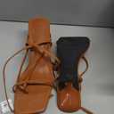 PiePieBuy Women's Lace Up Heeled Sandals Square Flip Flop High Heels Strappy Party Shoes (9.5, Dark Brown)