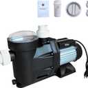 GarveeLife 1.5 HP Above/In Ground Pool Pump, 110V, 6160 GPH Single Speed, High-Flow Swimming Pool Pump with Filter Basket, 1100W Powerful Pool Pumps with 1.5 In Inlet/Outlet (1.5HP, 110V)