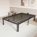 14 Inch Twin Bed Frames, Metal Twin Bed Frame No Box Spring Needed, Heavy Duty Steel Support 3500 LBS, Headboard Holes, Anti-Slip Mattress Stoppers, Rounded Legs, Storage Space, Easy Assembly
