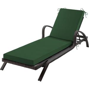 Chaise Lounge Cushions Outdoor, 72x 21x 3 Inch Waterproof & Fade-Resistant Lounge Chair Cushion, Outdoor Chaise Cushion with Removable Cover & Ties for Lawn, Patio, Pool & Beach, Forest Green