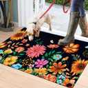 Likiyol Doormat Floral Door Mats Colorful Flowers Doormat Outdoor Entrance, Non Slip Welcome Mat with Rubber Backing for Front Door, Entryway, Low Profile, Absorbent, 18'' x 30'', Colorful-B (1'6" x 2'6" (Rectangular))
