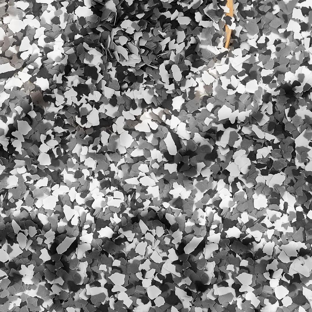 Fabbay 5.6 Kg / 12.4 lb Epoxy Flakes Floor Paint Decorative Color Chips Garage Floor Blend Coating Concrete for Garage Wall Interior and Exterior House Paint(Black, White, Gray,2-4mm)
