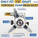TOOLCY 7/8" Shaft Vertical Pressure Washer Pump - Rear Inlet/Outlet Max 3100 PSI @ 2.5 GPM OEM & Power Washer Pump for Gas Washer, Replacement for Simpson, Honda etc