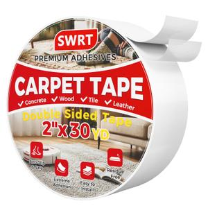 SWRT Carpet Tape Double Sided, 2 Inch x 30 Yards  Carpet Adhesive for Hardwood Floors, Heavy Duty Anti Slip Rug Grip Tape, Works as Rug Grippers, Residue Free, Wood Safe, Easy Removal for Tile