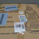 HChengkikz Car Seat Covers Front Pair, Breathable Nappa Leather Seat Covers for Cars, Universal Auto Interiors Car Seat Cushions for Most Sedans SUV Truck (2 PCS Front Seat, Black + Cream)
