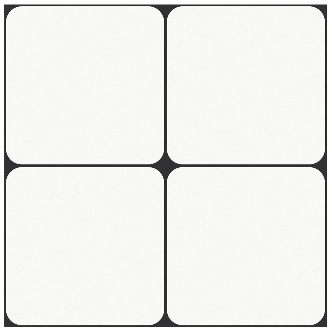 MORCART Peel and Stick Floor Tile, Vinyl Flooring Self Adhesive DIY: White Black Outline Square 8" x 8" 20 PCS Waterproof and Removable Tile Sticker for Kitchen, Bathroom, Staircase FT-1010