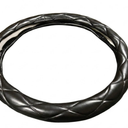Black Quilted Leatherette Steering Wheel Cover