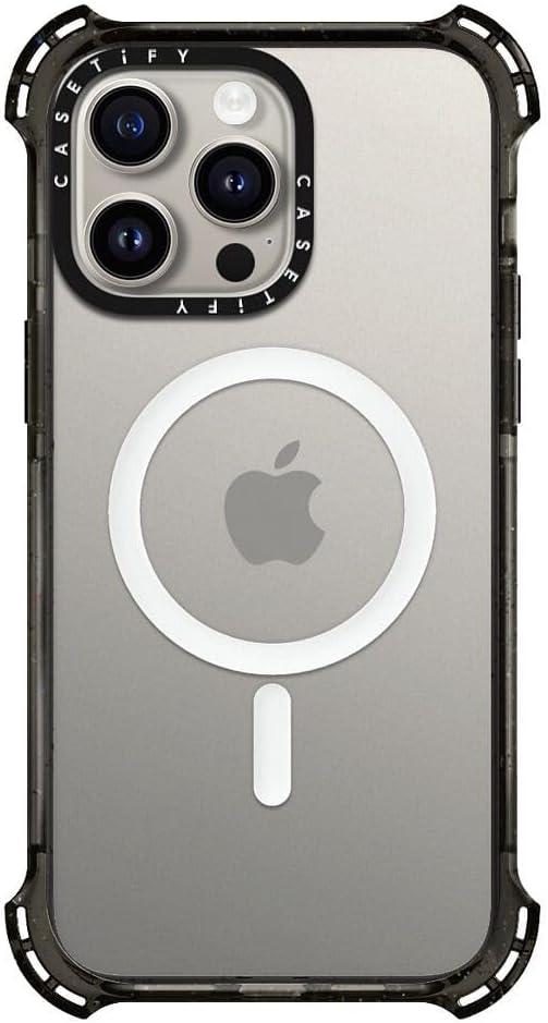 CASETiFY Bounce Case for iPhone 15 Pro Max [6X Military Grade Drop Tested / 21.3ft Drop Protection/Compatible with Magsafe] - Clear Black (iPhone 15 Pro Max (6.7"))