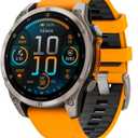Garmin fnix 8  47 mm, AMOLED, Sapphire, Premium Multisport GPS Smartwatch, Long-Lasting Battery Life, Dive-Rated, Built-in LED Flashlight, Titanium with Spark Orange/Graphite Band