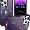 HuwaiH 360 Rotatable Magnetic Ring Stand for iPhone 14 pro Case, Compatible with MagSafe, Military-Grade Shockproof, Anti-Scratch Matte Translucent Phone Case for iPhone 14 pro(Purple)