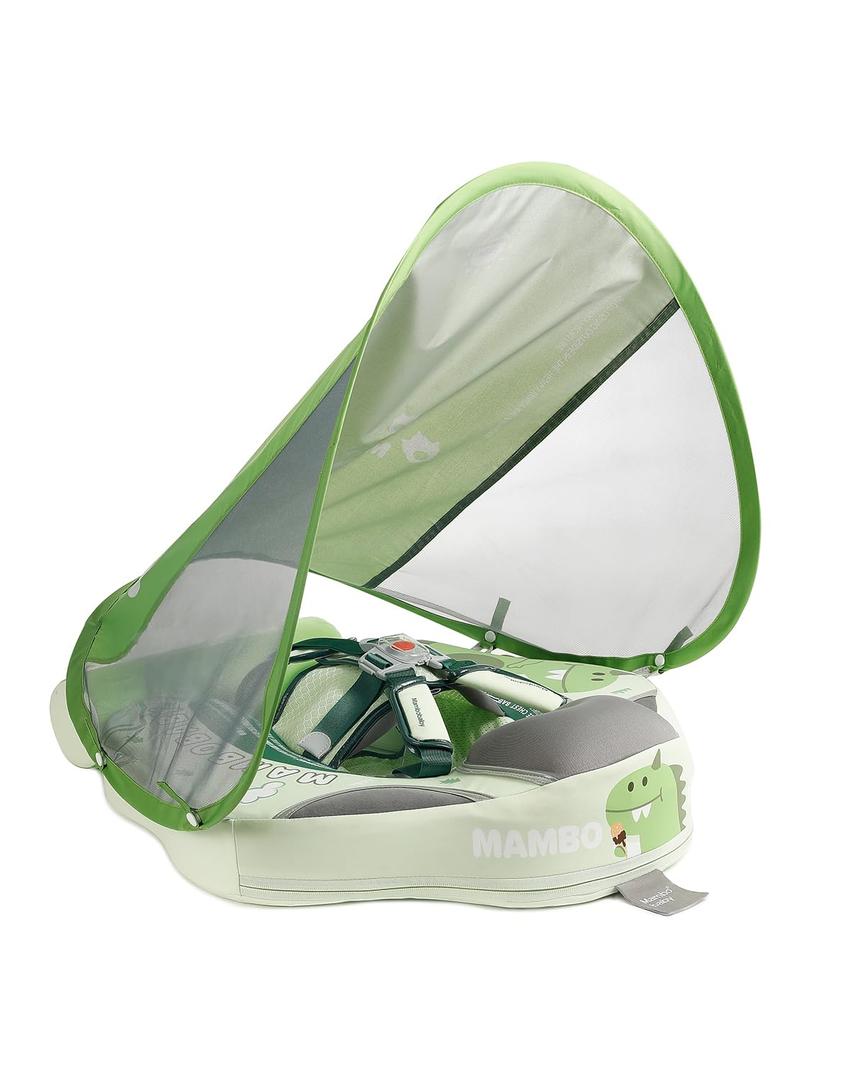 Mambobaby Float with Sun Canopy, Safe Baby Pool Float for 3-24 Months, UPF 50+ Protection 5-Point Harness, Newborn Baby Floats, Infant Toddler Swimming Solid Pearl-Foam Boat Float
