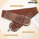 SANSTHS Vintage Women Stretchy Wide Belt Chunky Buckle Elastic Wide Waist Belts for Dresses Coats Medium