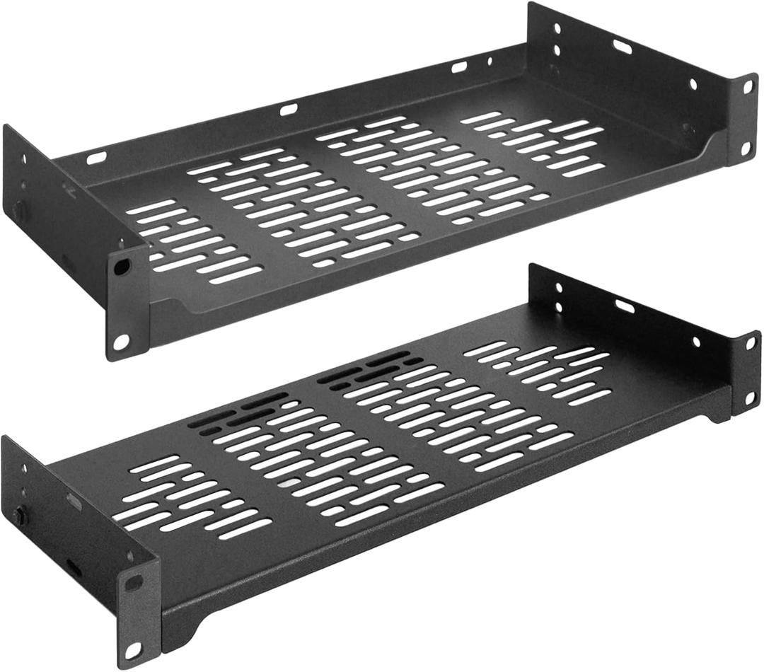 RIVECO 2 PCS 6 Rack Shelves for 19 inches Network Rack & Cabinets, 1U Rack Mount Shelf Vented Cantilever Tray, for Server, IT & Sound Equipment