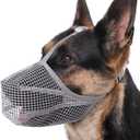 Mayerzon Dog Muzzle, Patented Mesh Muzzles for Small Medium Large Dogs, Soft Covered Mouth Guard with Adjustable Straps, Prevent Biting Chewing and Licking (XS+: Snout:7"-8", Grey)