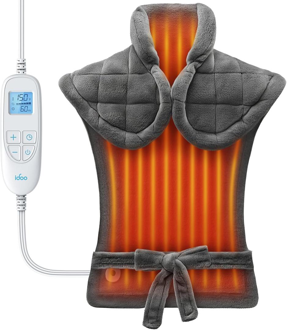 iDOO Heating Pad for Back, Birthday Gifts for Men Women, FSA HSA Eligible Items only List, 3.1lb Weighted Electric Heat Pads Warmer, Heating Pad for Neck and Shoulder and Back for Pain Relief