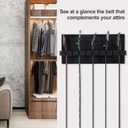 Belt Organizer for Closet, Belt Hanger Wall Mounts to Hold 9 Belts Without Slipping, Space Saving Belt Rack for Closet Organization Includes Mounting Hardware (11.8 x 5.5 x 2.5) (Black)