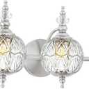 Brushed Nickel Bathroom Vanity Light Fixture Vintage Style - 3 Light G9 Bulb Compatible, 23" Wide Bathroom Lighting Over Mirror with Hand-Etched Glass Shades, Easy Mount for Makeup Area