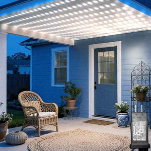 6.6ft x 6.6ft Christmas Net Lights, 160LED Gazebo Mesh Lights Outdoor 8 Modes Timer, Waterproof Connectable String Lights Clear Wire for Bushes Patio Pergolas Garden Holiday Party - Cool White