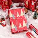 Merture Christmas Wrapping Paper Roll Set - 3 Rolls - 17 In X 120 In, Gift Wrap with Foil Jingle Bell, Snowflakes, Christmas Tree Design, Red & White