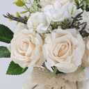 Wedding Bouquets for Bride Bridesmaid,White Champagne Artificial Roses Flowers for Wedding Church Decoration (6.5in)