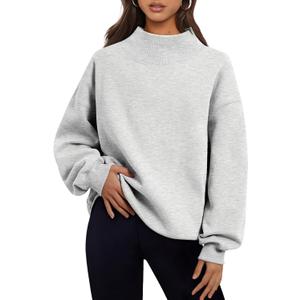 Trendy Queen Womens Oversized Sweatshirts Turtleneck Pullover Long Sleeve Hoodies Tops Fall Fashion Outfits 2026 Clothes (Medium, Grey)