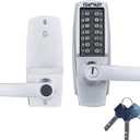 Mechanical Entry Door Lock, 14 Digital keypad,Weatherproof deadbolt with Handle, Security Heavy Duty Outdoor Lock Without Electronic, Easy Installation, for Home, Yard-gate, Office, Chrome