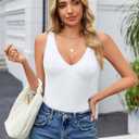 Avidlove Women's Sexy Plunge Deep V Neck Bodysuit Double Lined Sleeveless Thong Body Suit Leotard for Going Out Tank (White, L)