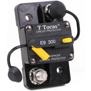E9 3/8" Studs 300 Amp Circuit Breaker with Manual Reset Surface Mount Waterproof IP67 12V - 48V DC | 300A Switchable