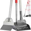 FUSBUNTY Pooper Scooper, Long Handle Dog Pooper Scooper, Heavy Duty Stainless Steel Rake with Tray & Spade Set for Pet Waste Removal, for Grass, Dirt or Gravel (Red)