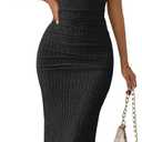 MITILLY Women's 2026 Summer Formal Midi Dress Elegant One Shoulder Bodycon Ruched Wedding Guest Cocktail Dress (Medium, Black)