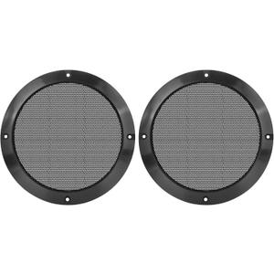 X AUTOHAUX 2pcs 6.5 Inch Metal Glossy Audio Speaker Cover Mesh Subwoofer Grill Horn Guard Decorative Circle Grille Protector Black