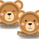 50 Count Bear Paper Plates Bear Shaped Disposable Cake Plates Brown Theme First Birthday Tableware Teddy for Gender Reveal Boy Girl Baby Shower Birthday Party Decorations