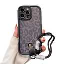 Pretaco for iPhone 11 Pro Max Case, [Black Leather Leopard Print][Fashion Retro Cell Case][2-in-1 with Lanyard] Soft TPU, Shockproof and Anti-Shock, Suitable for Women & Girls