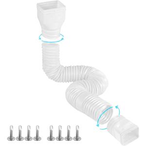 Gutterlix 1 Pack Flexible Gutter Downspout Extensions Extendable from 21" to 67", Downspout Extender Comes with Adapters, Thickened Down spout Drain Extension for Rainwater Drainage(White)