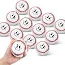 Poen 12 Pcs 3 Inch Plush Soft Baseball Stuffed Animal - Smiling Face Stress Balls Squeeze Relief Toy for Baby and Toddler Girls or Boys