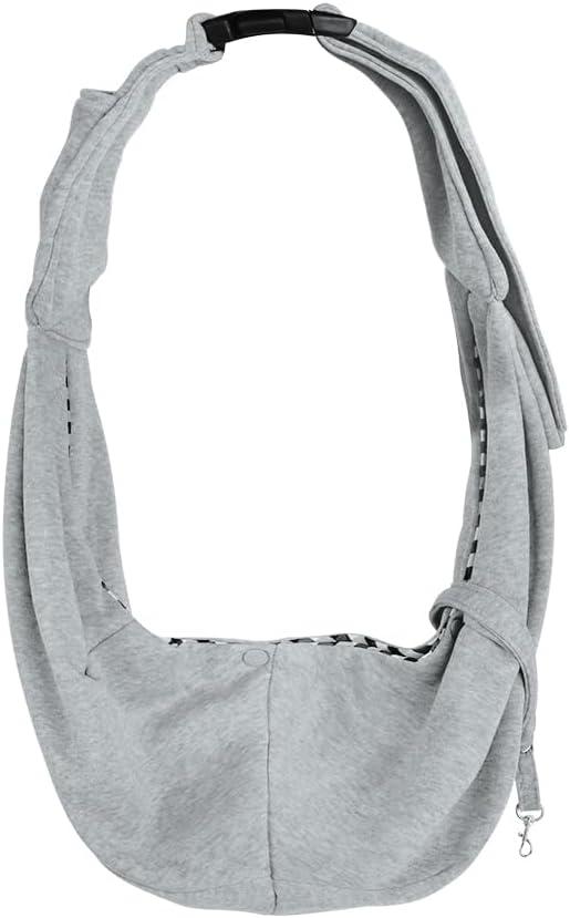 Dog Carrier Sling Pet Travel Bag for Supplies Hand-Free Puppy Carriers Reversible Pet Carrier Purse for Small Dogs and Cats Safety Harness (Light Grey)