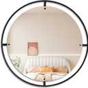Black Metal Round Vanity Mirror, Easy to Install Modern Wall Mirror, 27 Inch Home Decorative Circle Mirror for Entryway Foyer Living Room Bedroom Bathroom