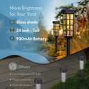 PASAMIC 24" Solar Pathway Lights Outdoor, 8 Pack Bright Garden Light with Auto On/Off, IP65 Solar Lights Outdoor Waterproof, Garden Landscape Lighting for Yard, Patio, Walkway, Driveway (Black, BlackGlass)