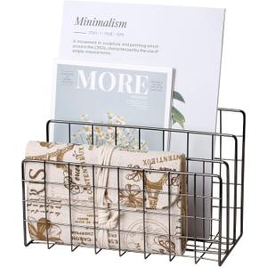 Desktop Mail Organizer File Organizer Metal Wire Mail Sorter Letter Organizer Magazine Rack for Letters, Mails, Books, Postcards, Brochures, Mail Holder (3 Slot, Dark Gray)