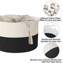 65L Large Blanket Basket,Woven Rope Laundry Basket Hamper with Handles,Decorative Nursery Basket Storage Bin for Toys, Pillows , Clothes Organizer, Living Room, Bedroom, Bathroom, White&Black