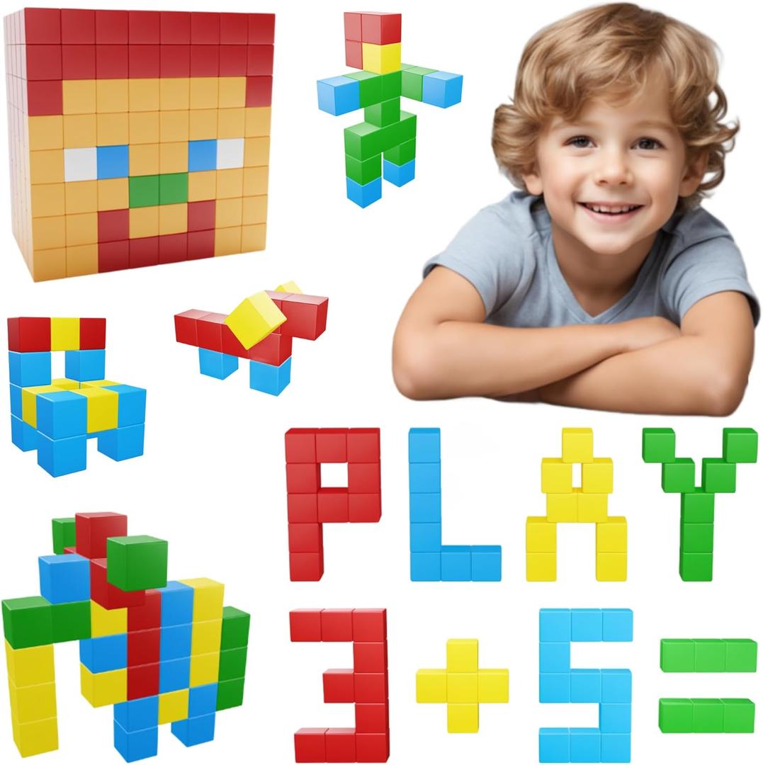 Magnetic Blocks, Magnetic Cubes Educational Toys, Improved Award Winning Magnetic Building Blocks for Kids, 40 Pieces Colorful Autism Toys Magic Cube Sensory Toys for Kids