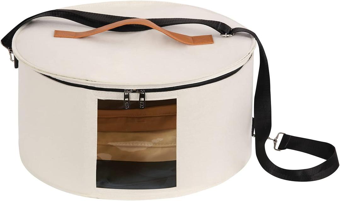 Hat Box Hat Storage Box 16'' x 8'' Travel Hat Box Hat Boxes with Lids Round Hat Boxes for Women Storage Hat Foldable Box for Travel Stuffed Animal Toy Storage Bin with Lid (White)