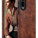 LOHASIC for Samsung Galaxy S25 Edge Case 6.7", Premium Leather Luxury Slim Business PU Non-Slip Grip Shockproof Bumper Full Body Protective Cover Phone Cases for Samsung S25 Edge 5G 2025 - Brown