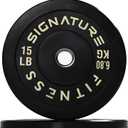 Signature Fitness 2" Olympic Bumper Plate Weight Plates with Steel Hub (Colored)
