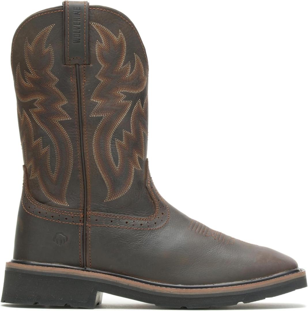 Wolverine Men's Rancher 10" Square Toe Steel Toe Work Boot (12 X-Wide, Dk Brown/Rust)