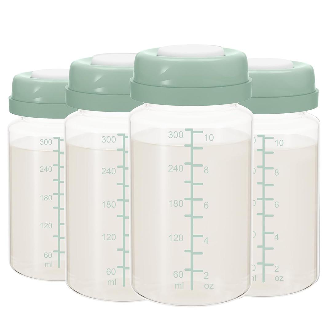 10oz Breastmilk Storage Bottle, Compatible with Momcozy Milk Cooler 22oz & Spectra Pumps, Wide-Neck Collection Bottles for Pumping & Fridge, BPA-Free, Breastfeeding Essentials, 4PCS